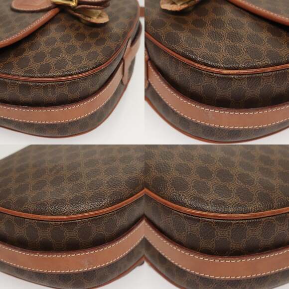 CELINE Macadam Canvas Shoulder Bag Pvc Brown Gold - Picture 10 of 13